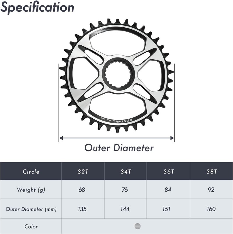 DJC Components DJC Bike Chainring 12s Direct Mount Chainring for Shimano M6100 M7100 M8100 M8130 M9100 M9120 Mt900 XTR SLX - Image 2